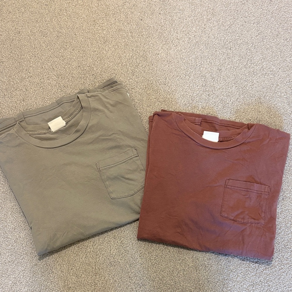 Men's Short Sleeve Pocket Tee Set - Olive and Rust